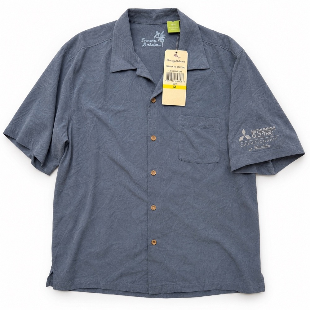 Tommy Bahama Silk Shirt Mens M Blue Mitsubishi Electric Championship Hualalai